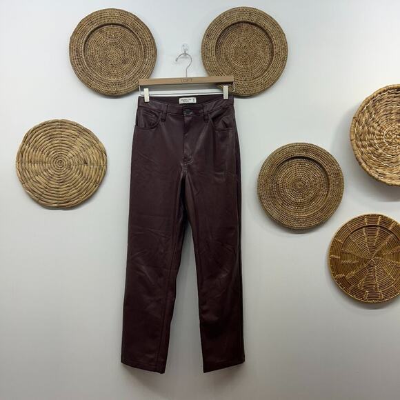 Abercrombie Vegan Leather Curve Love The Ankle Straight Ultra High Rise 28/6S - Picture 1 of 5